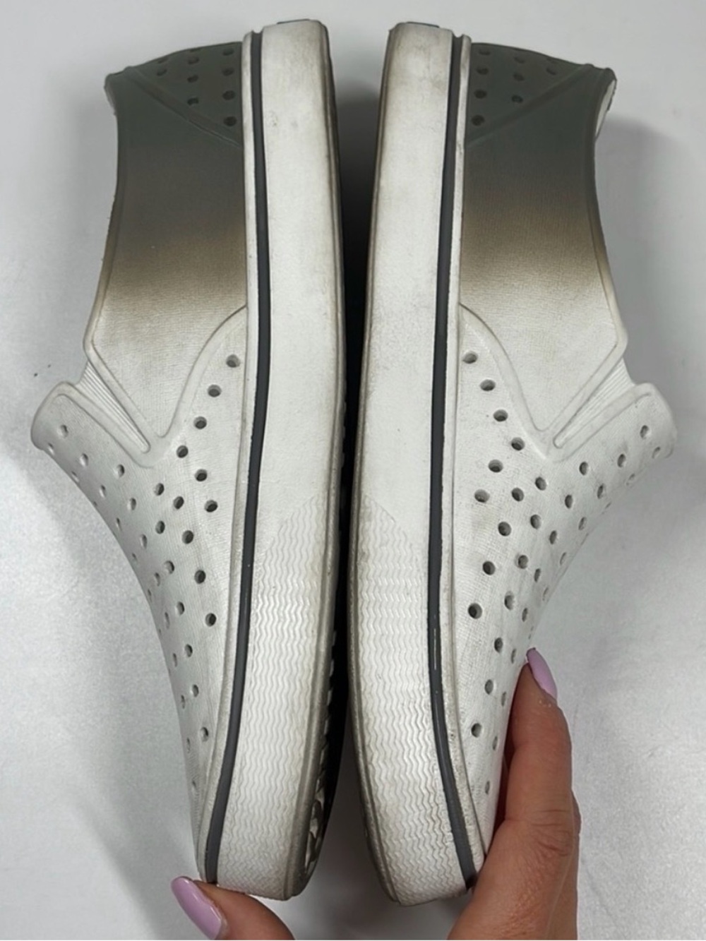 Native Miles White & Gray Slip On Shoes Women's Size 8/Youth & Mens 6